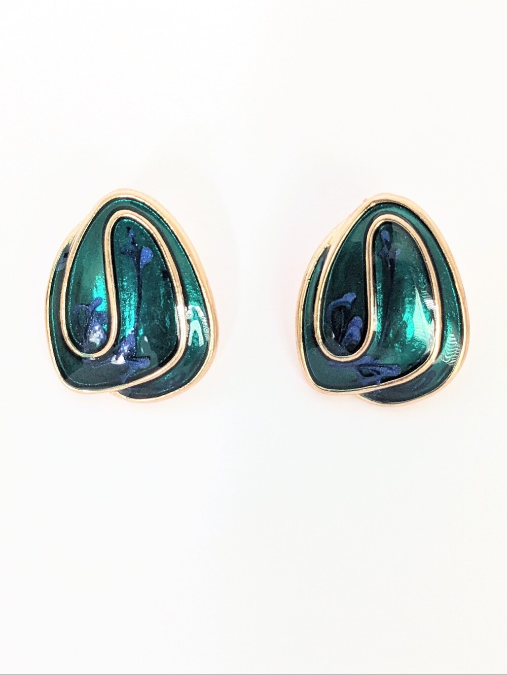 Green & Blue Enamel Earrings